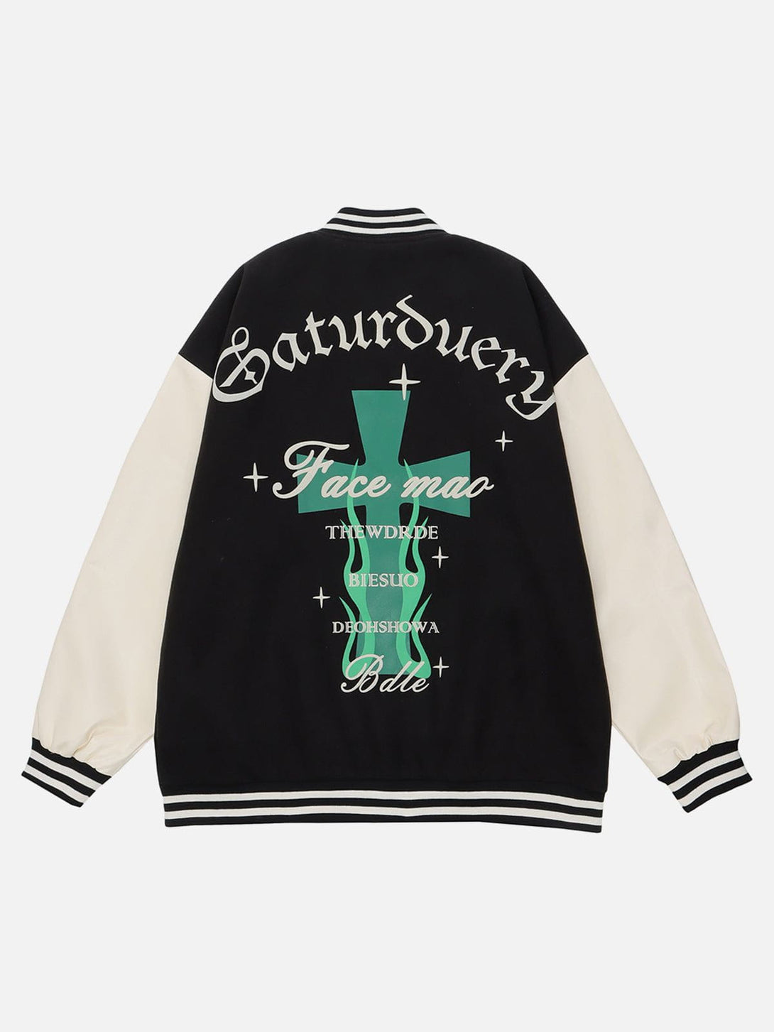 Ellesey - Flame Crucifix Varsity Jacket- Streetwear Fashion - ellesey.com