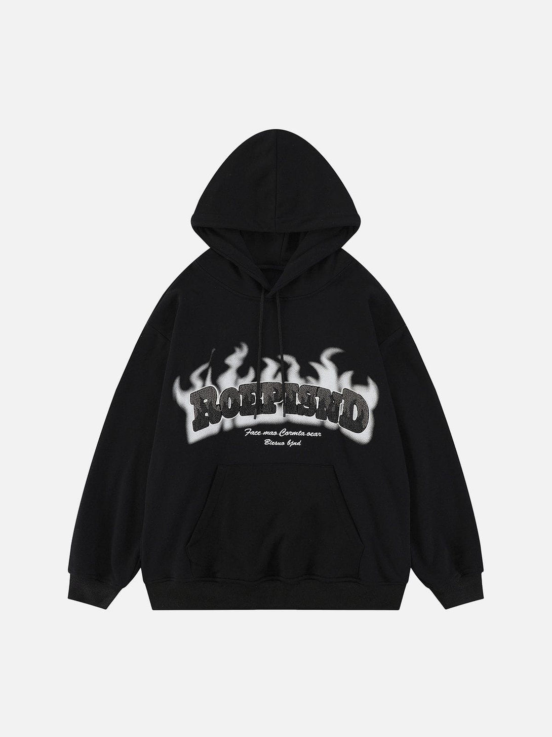 Ellesey - Flame Flocking Letters Hoodie- Streetwear Fashion - ellesey.com