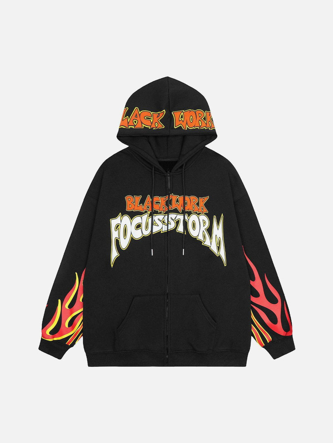 Ellesey - Flame Letter Print Zip Hoodie- Streetwear Fashion - ellesey.com