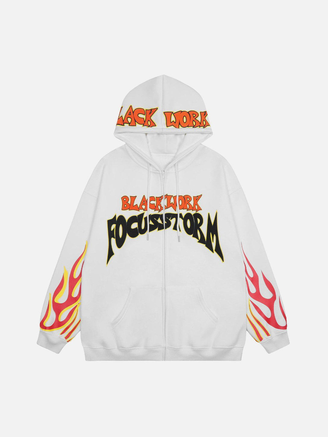 Ellesey - Flame Letter Print Zip Hoodie- Streetwear Fashion - ellesey.com