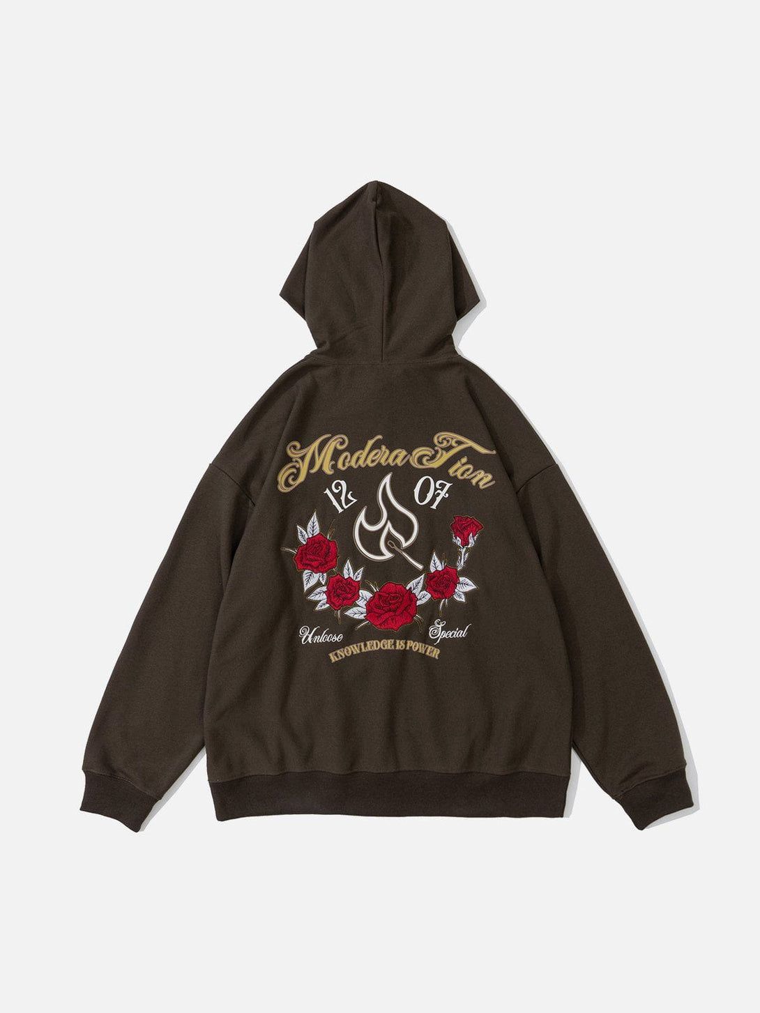 Ellesey - Flames and Roses Embroidered Hoodie- Streetwear Fashion - ellesey.com