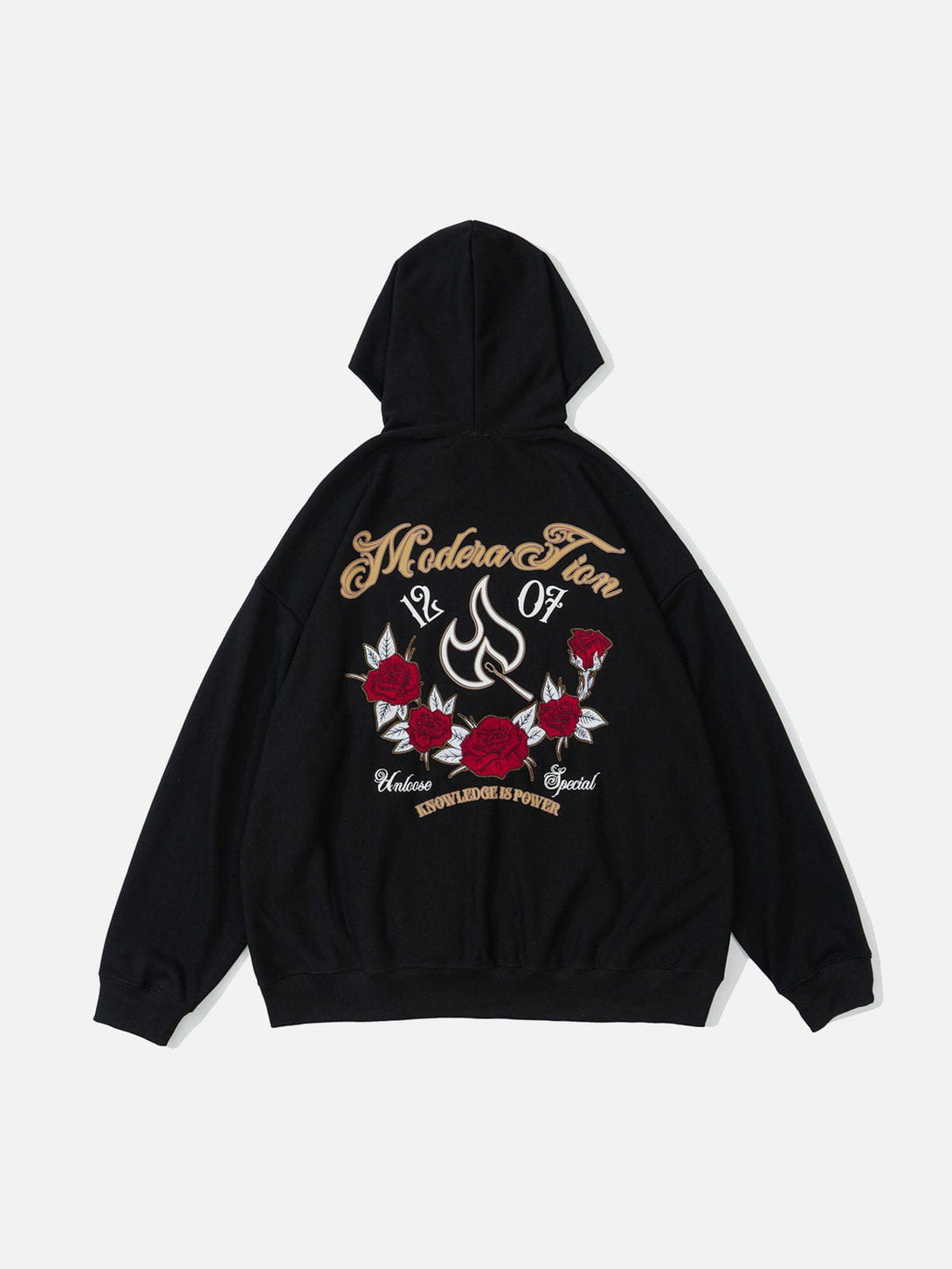 Ellesey - Flames and Roses Embroidered Hoodie- Streetwear Fashion - ellesey.com