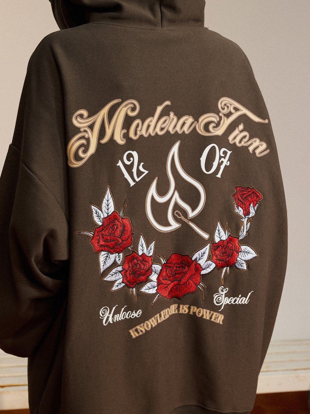 Ellesey - Flames and Roses Embroidered Hoodie- Streetwear Fashion - ellesey.com