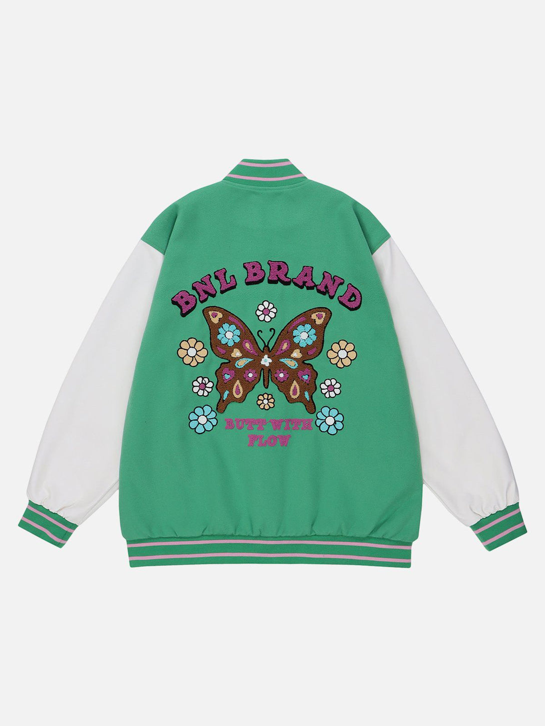 Ellesey - Flocked Butterfly Varsity Jacket- Streetwear Fashion - ellesey.com