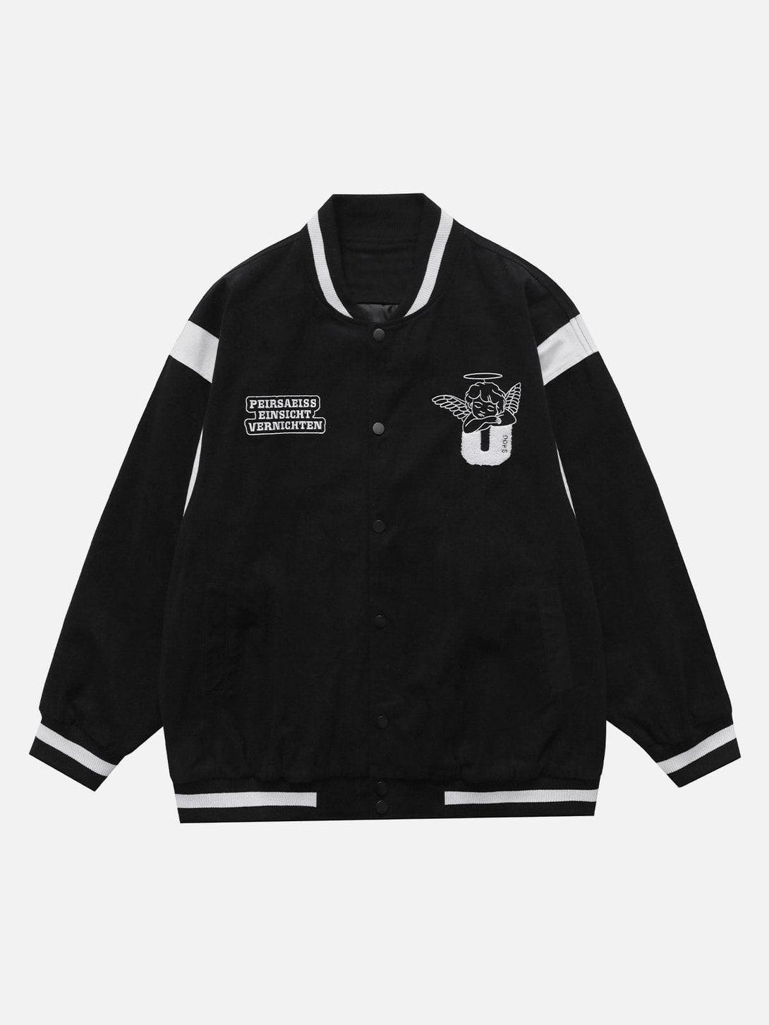 Ellesey - Flocked Heart Angel Varsity Jacket- Streetwear Fashion - ellesey.com