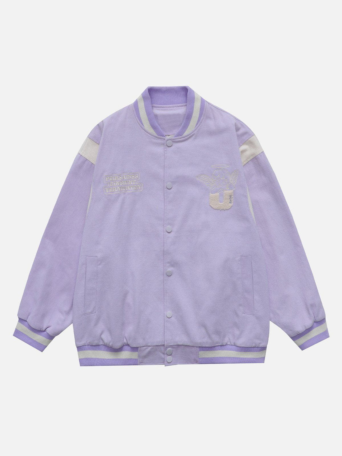 Ellesey - Flocked Heart Angel Varsity Jacket- Streetwear Fashion - ellesey.com