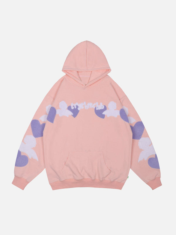 Ellesey - Flocked Heart Hoodie- Streetwear Fashion - ellesey.com