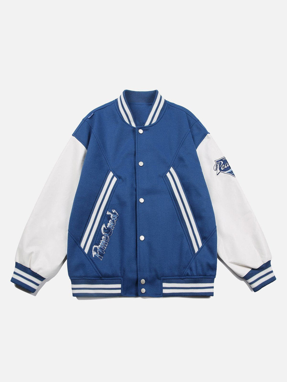 Ellesey - Flocked Letter Panel Varsity Jacket- Streetwear Fashion - ellesey.com