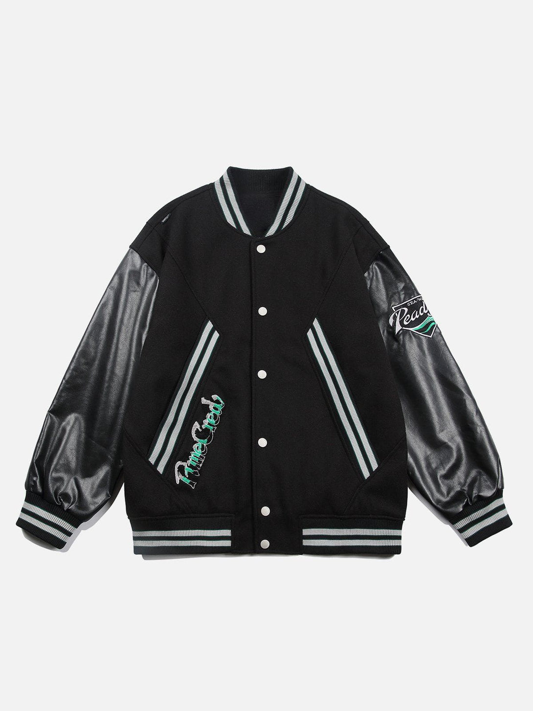 Ellesey - Flocked Letter Panel Varsity Jacket- Streetwear Fashion - ellesey.com