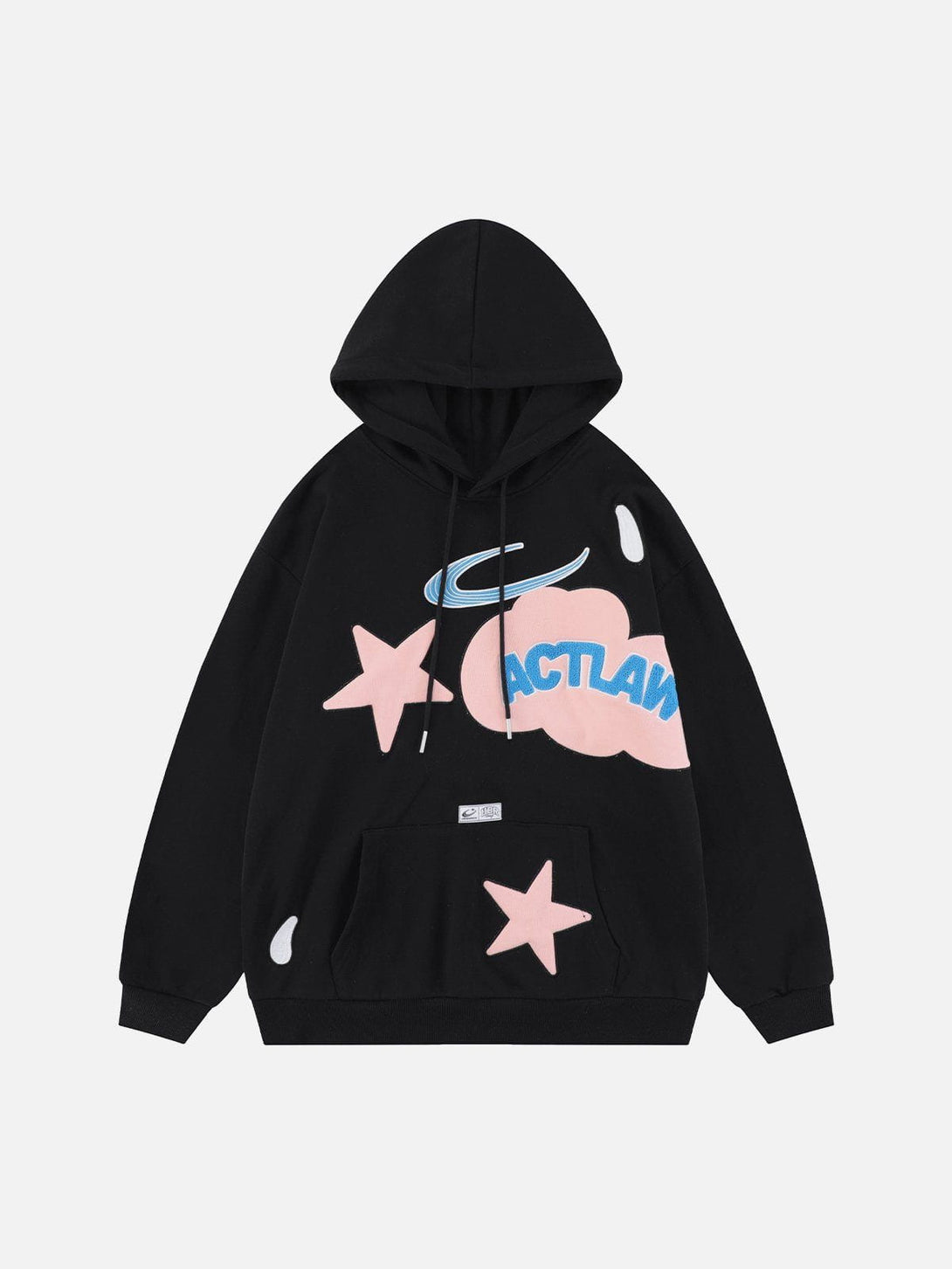 Ellesey - Flocked Letters Embroidered Stars Hoodie- Streetwear Fashion - ellesey.com