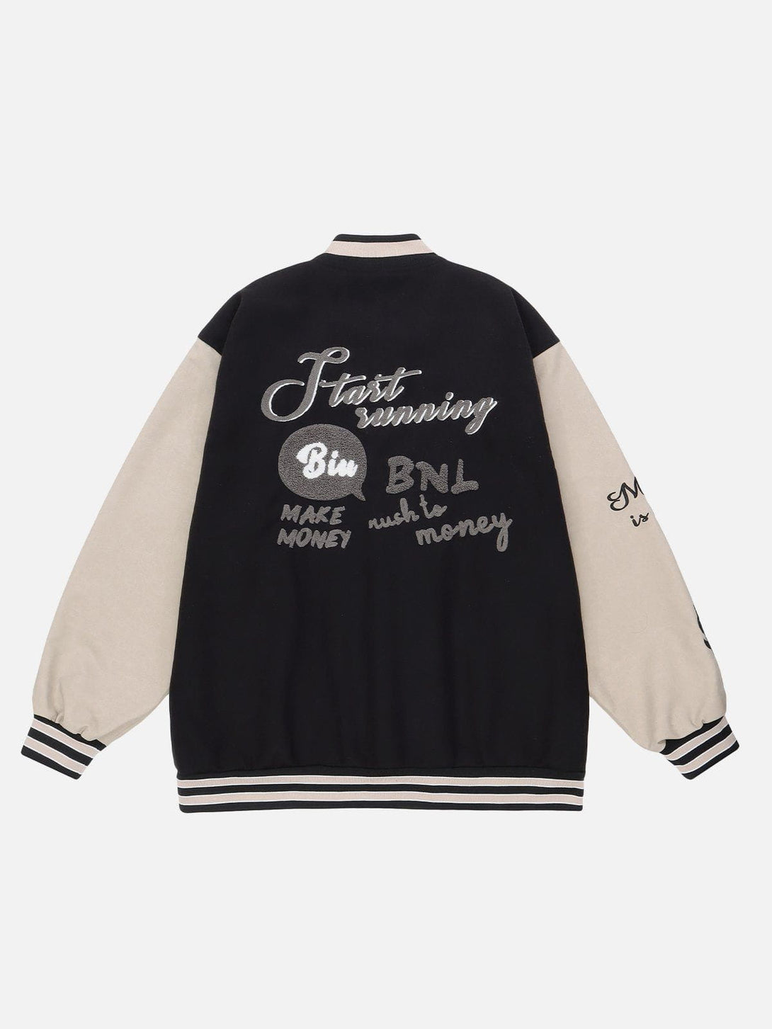 Ellesey - Flocked Letters Varsity Jacket- Streetwear Fashion - ellesey.com