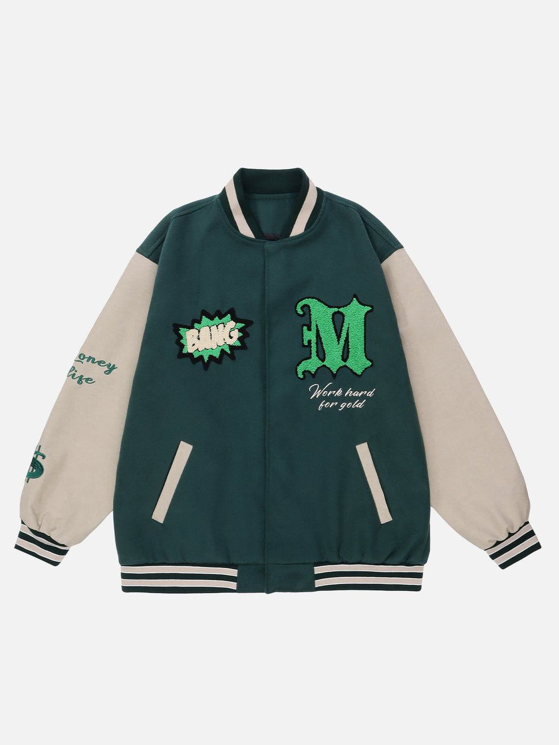 Ellesey - Flocked Letters Varsity Jacket- Streetwear Fashion - ellesey.com