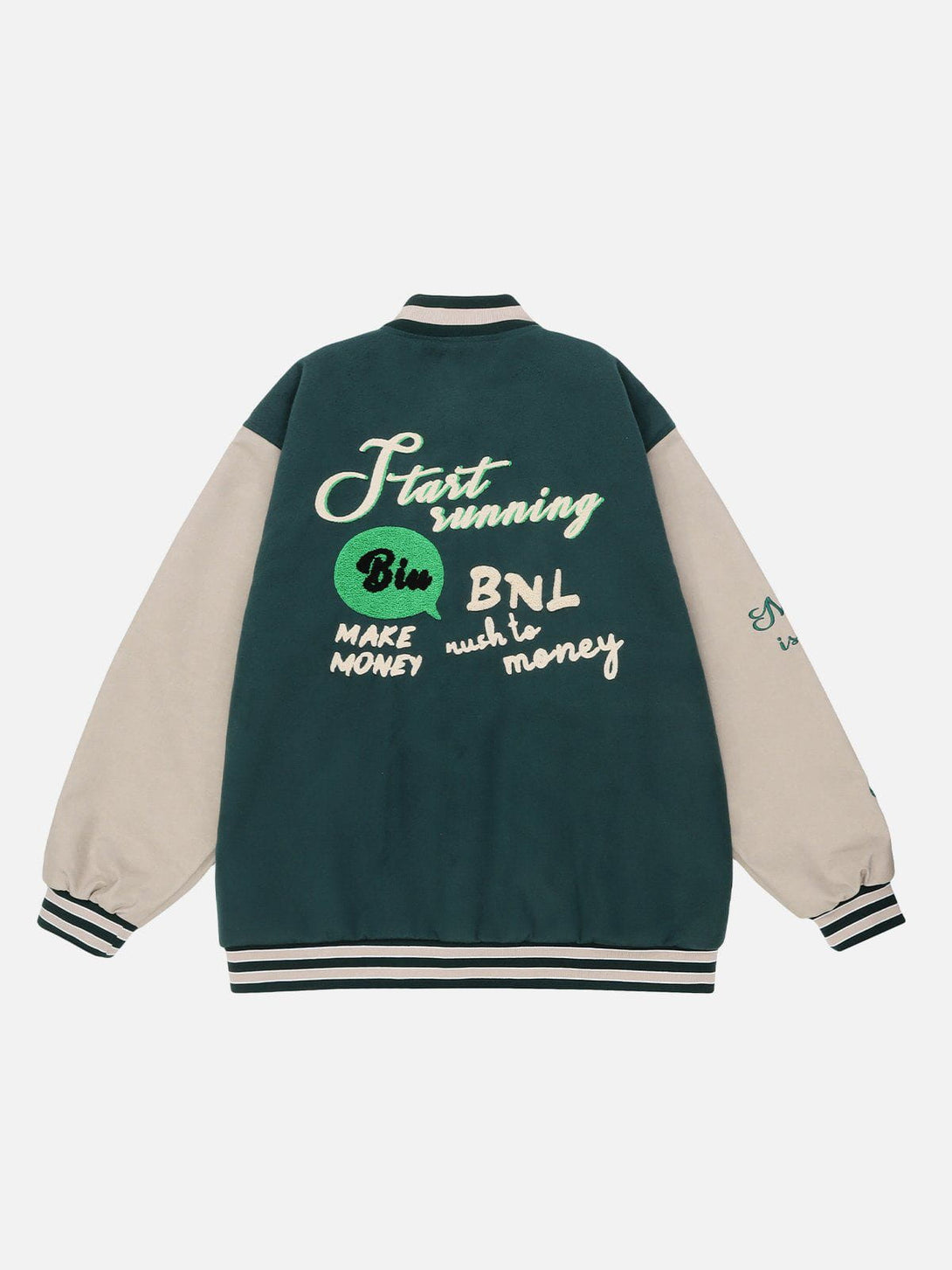 Ellesey - Flocked Letters Varsity Jacket- Streetwear Fashion - ellesey.com