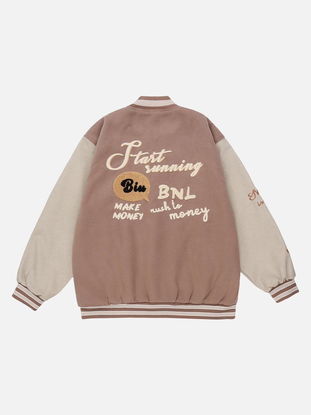 Ellesey - Flocked Letters Varsity Jacket- Streetwear Fashion - ellesey.com