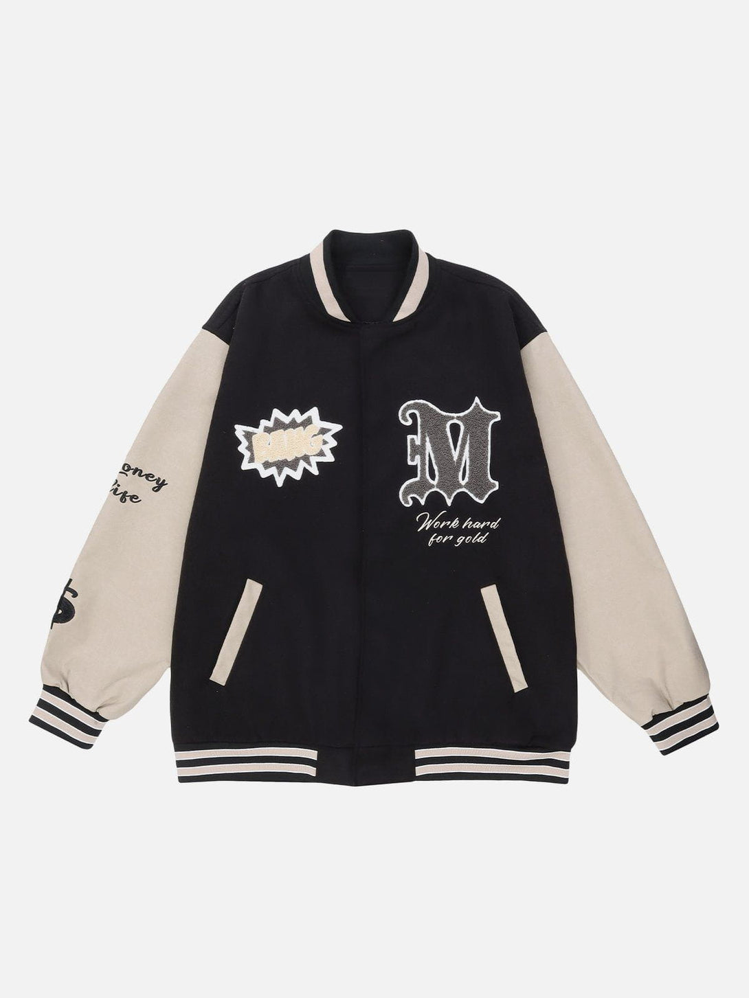 Ellesey - Flocked Letters Varsity Jacket- Streetwear Fashion - ellesey.com