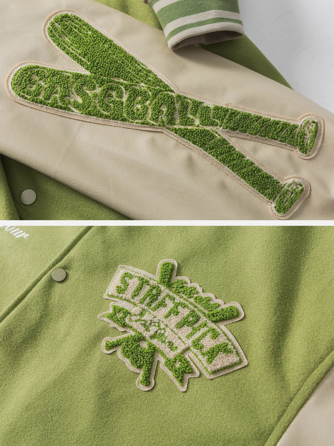Ellesey - Flocking Baseball Embroidery Varsity Jacket- Streetwear Fashion - ellesey.com