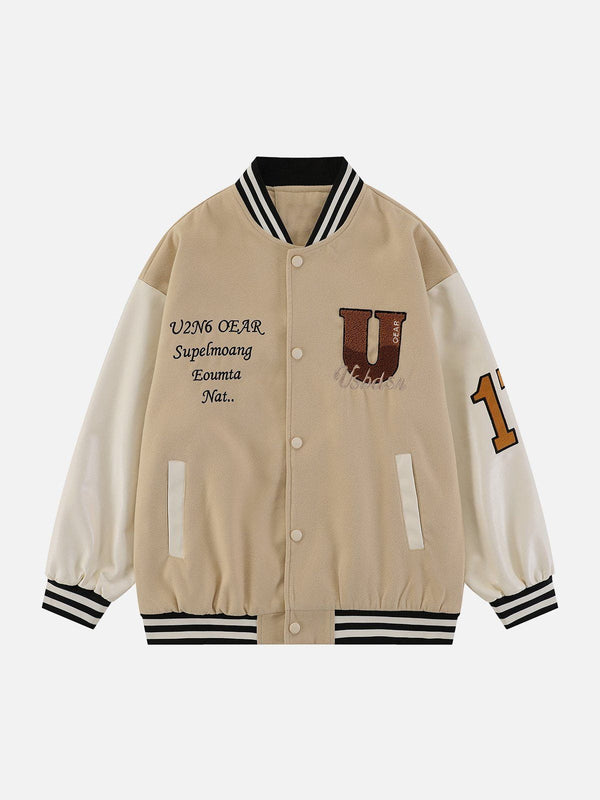 Ellesey - Flocking Letters A Varsity Jacket- Streetwear Fashion - ellesey.com