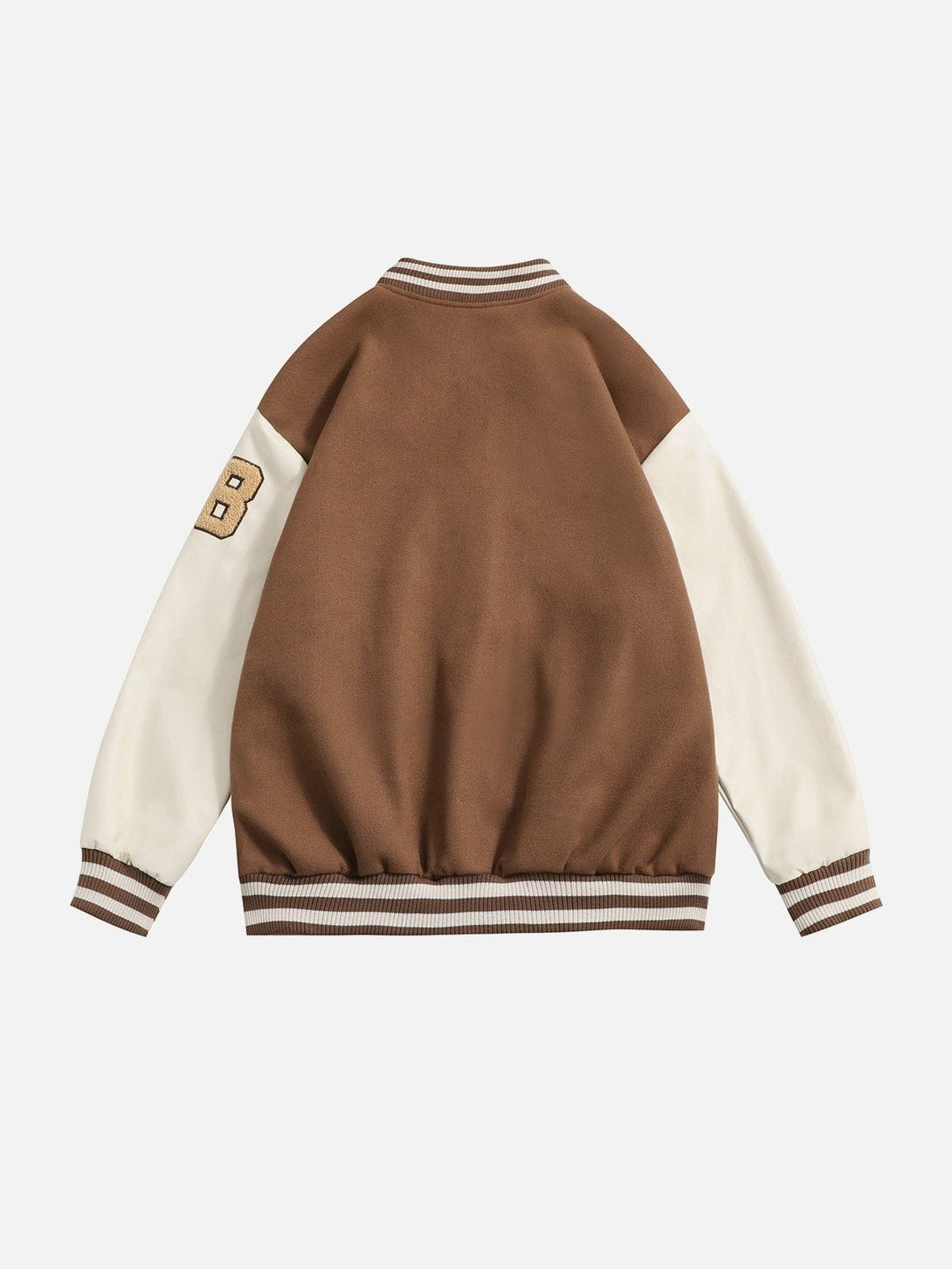 Ellesey - Flocking Letters PU Sleeves Varsity Jacket- Streetwear Fashion - ellesey.com