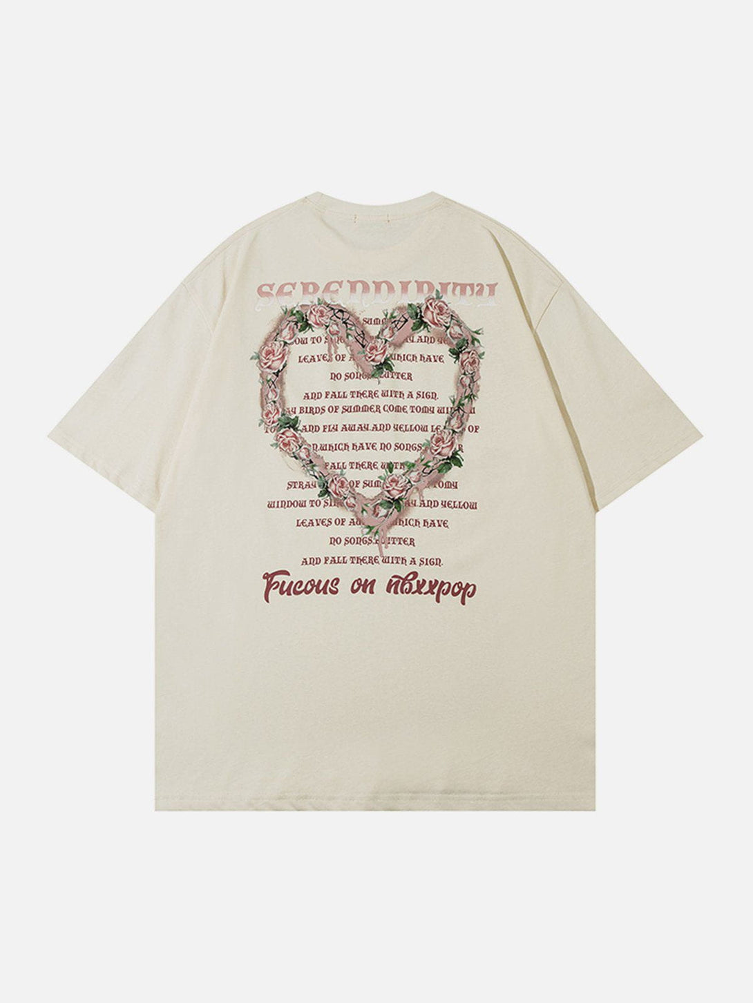 Ellesey - Floral Heart Letter Print Tee- Streetwear Fashion - ellesey.com