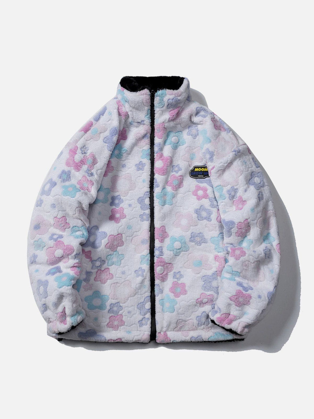 Ellesey - Floral Reversible Sherpa Winter Coat-Streetwear Fashion - ellesey.com