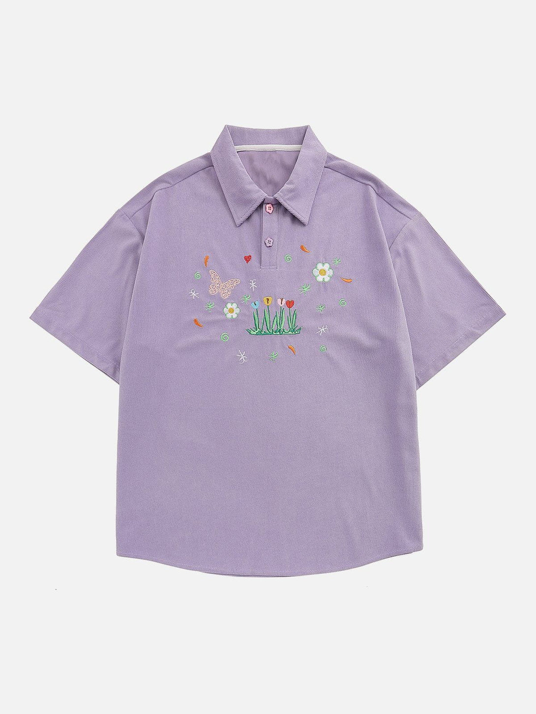 Ellesey - Flower Butterfly Embroidery Polo Tee- Streetwear Fashion - ellesey.com