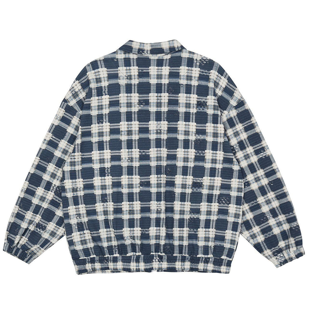 Ellesey - Frayed Check Pattern Jacket- Streetwear Fashion - ellesey.com