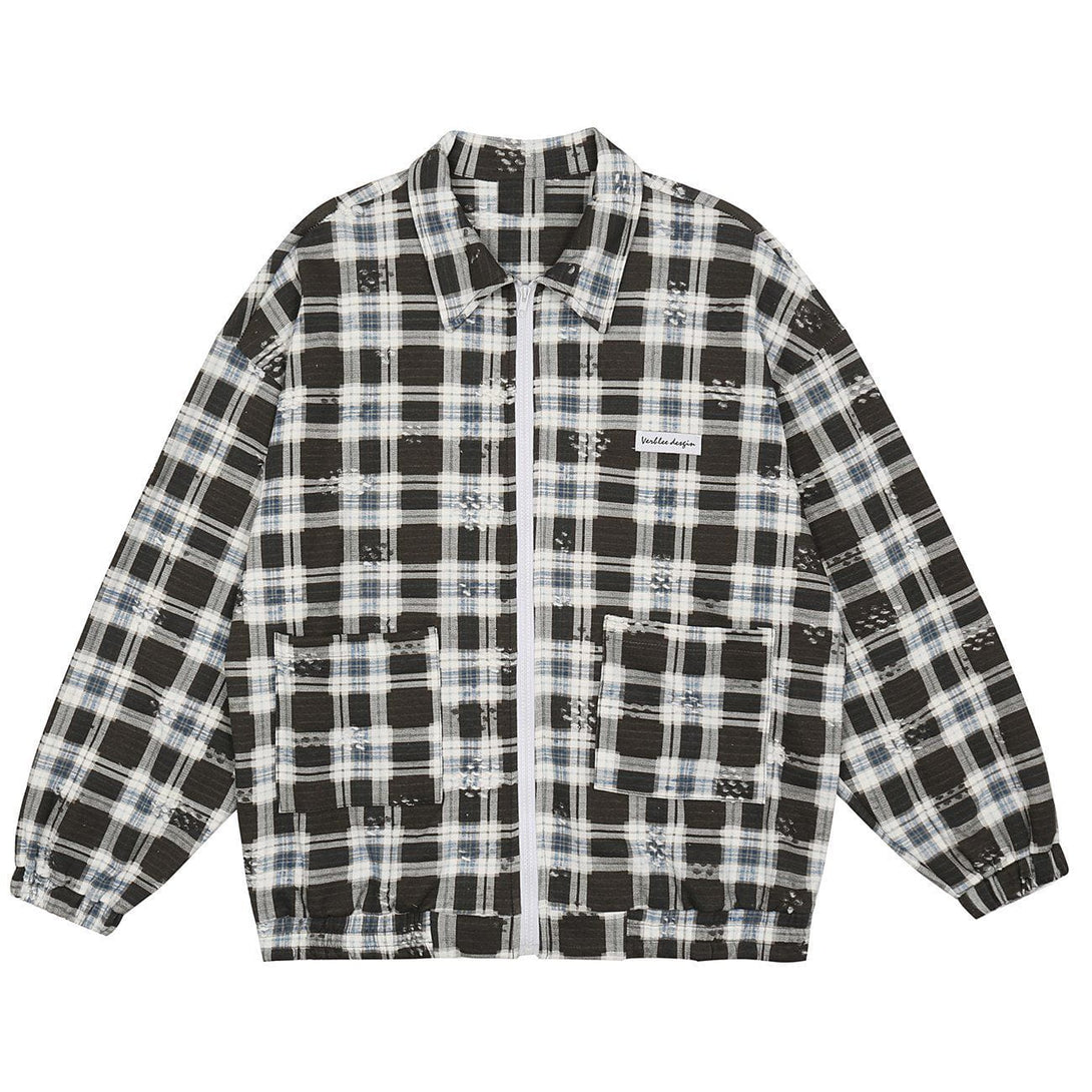 Ellesey - Frayed Check Pattern Jacket- Streetwear Fashion - ellesey.com