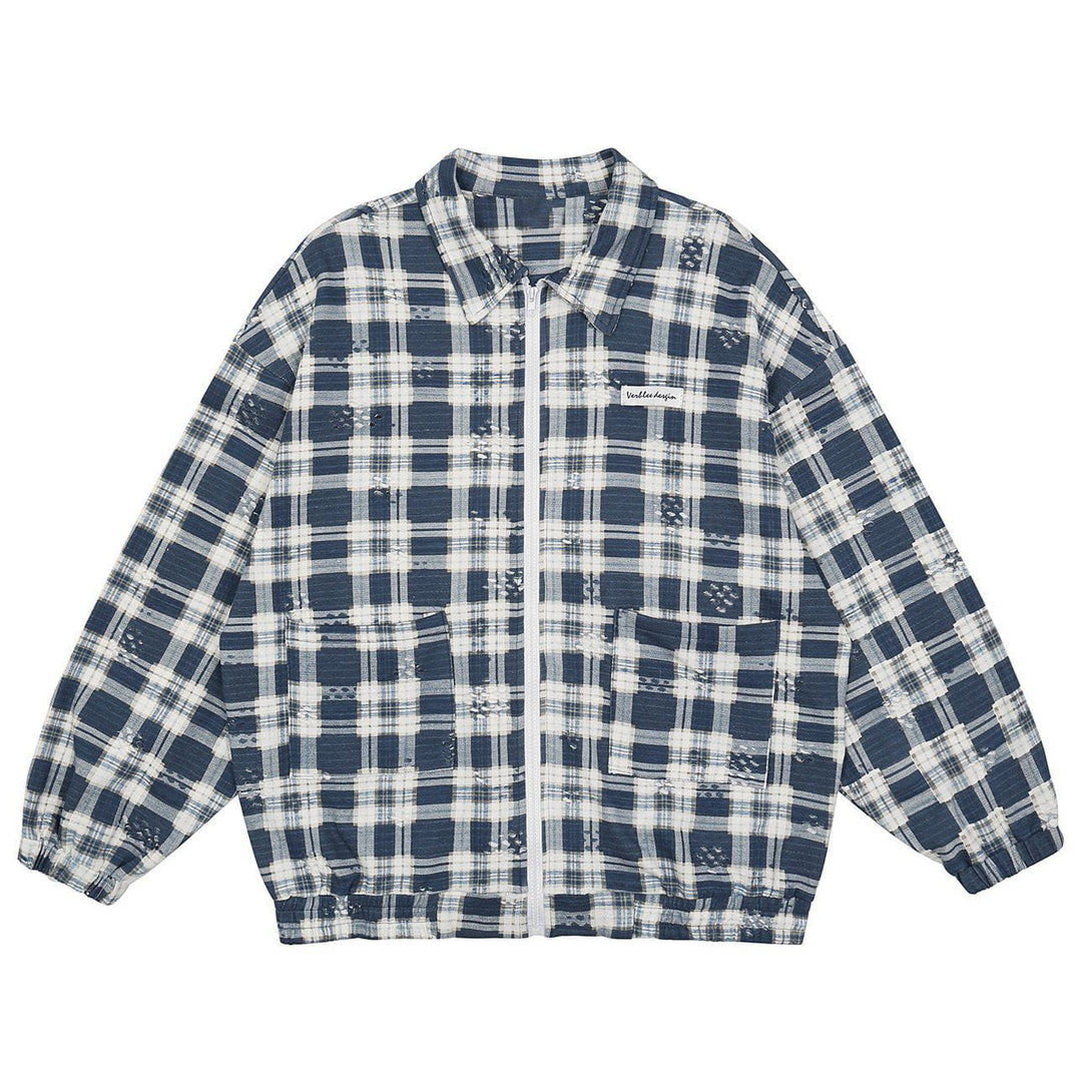 Ellesey - Frayed Check Pattern Jacket- Streetwear Fashion - ellesey.com