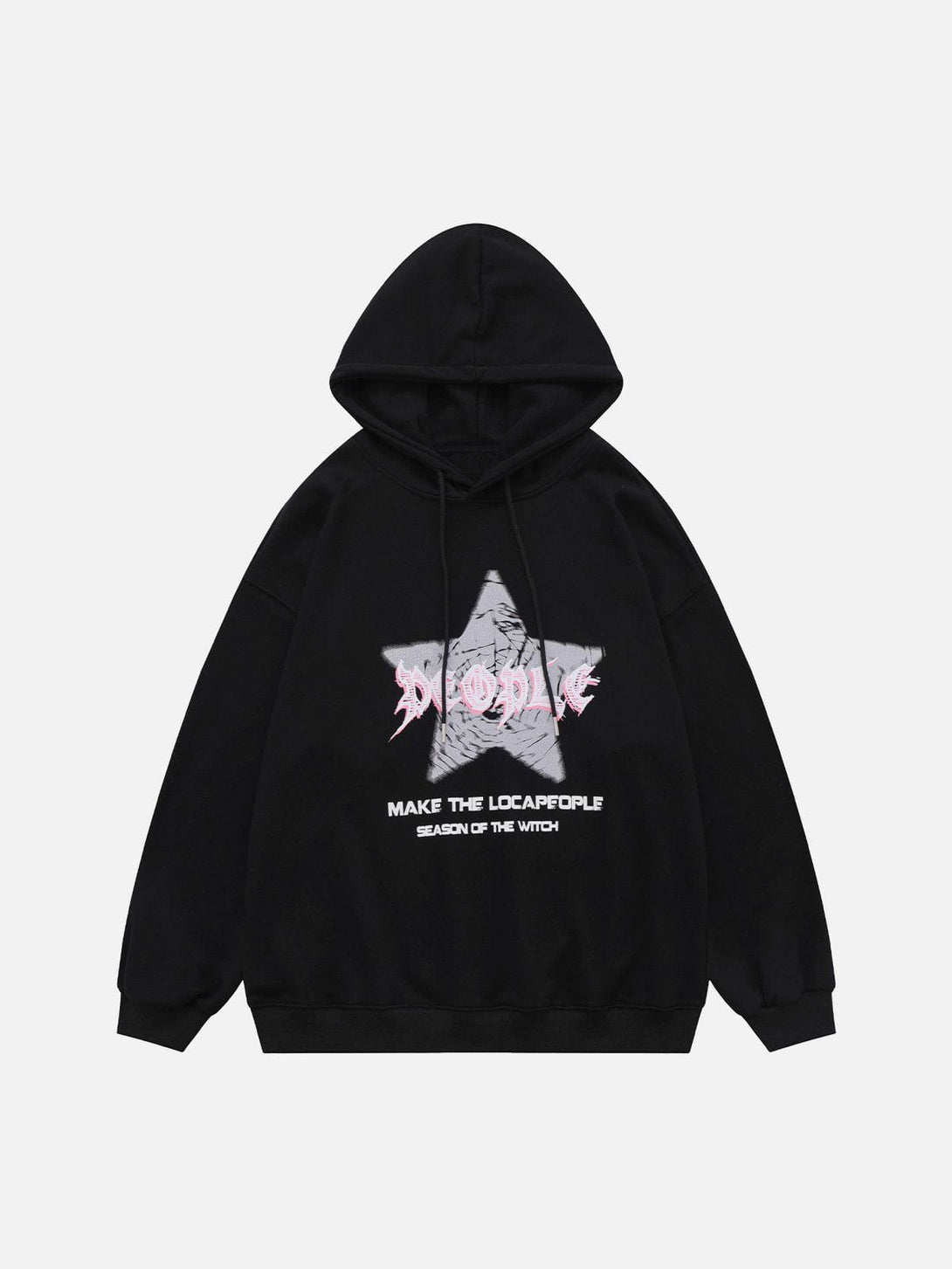 Ellesey - Fuzzy Star Letter Print Hoodie- Streetwear Fashion - ellesey.com