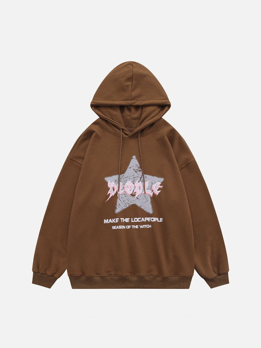 Ellesey - Fuzzy Star Letter Print Hoodie- Streetwear Fashion - ellesey.com