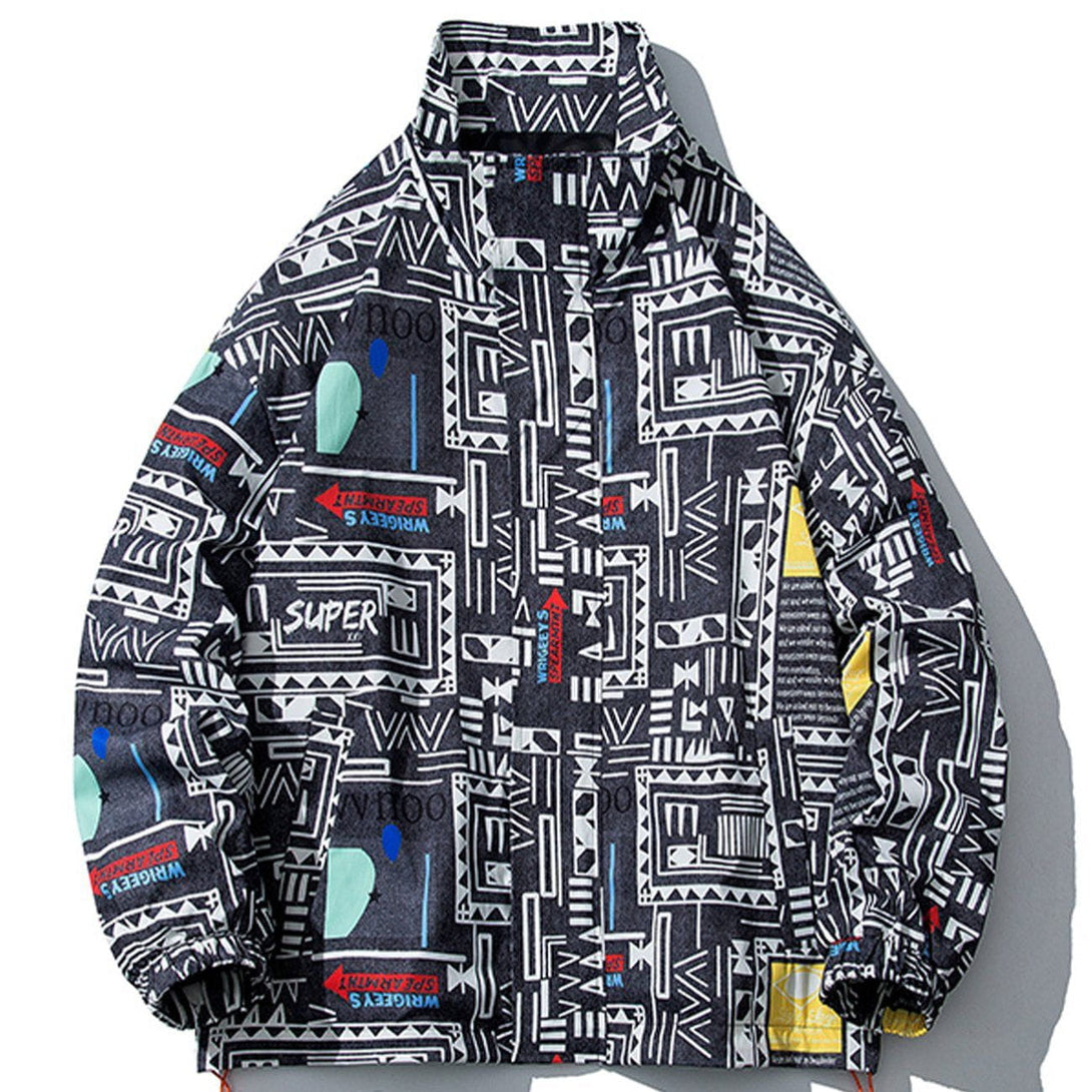 Ellesey - Geometric Graffiti Print Jacket- Streetwear Fashion - ellesey.com