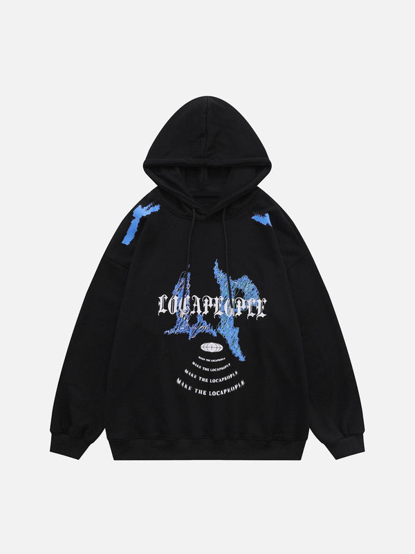 Ellesey - Gothic Letter Print Hoodie- Streetwear Fashion - ellesey.com