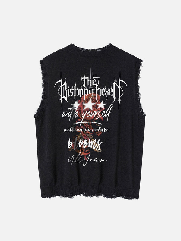 Ellesey - Gothic Letter Print Sweater Vest-Streetwear Fashion - ellesey.com