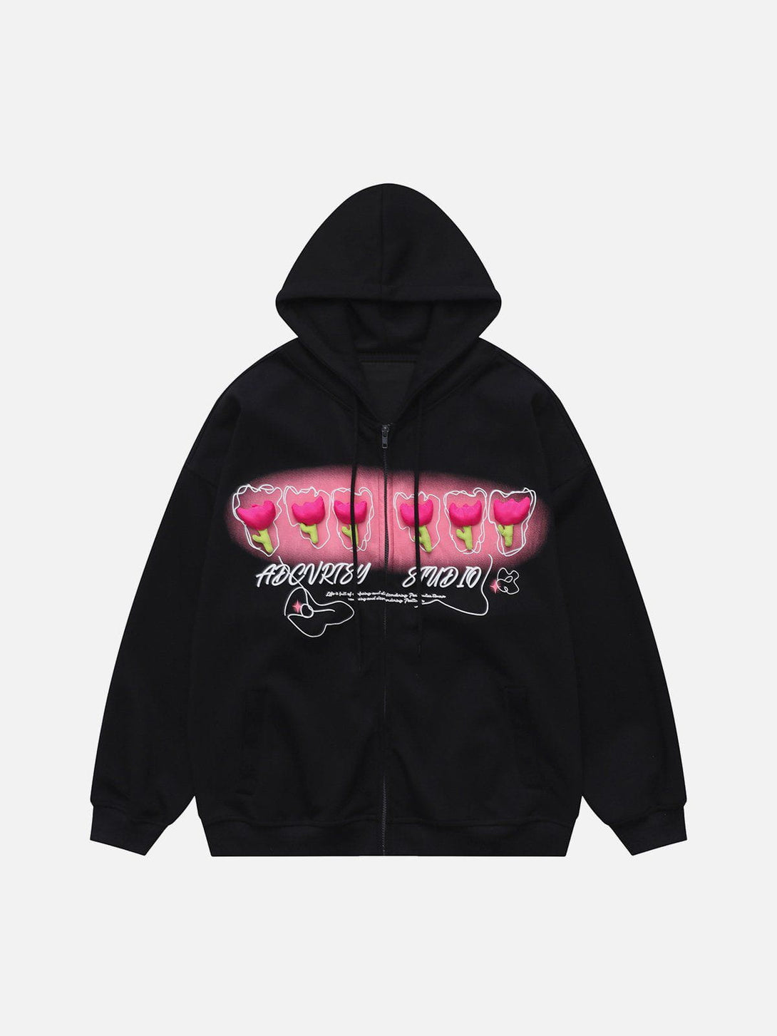 Ellesey - Gradient 3D Flower Zip Hoodie- Streetwear Fashion - ellesey.com