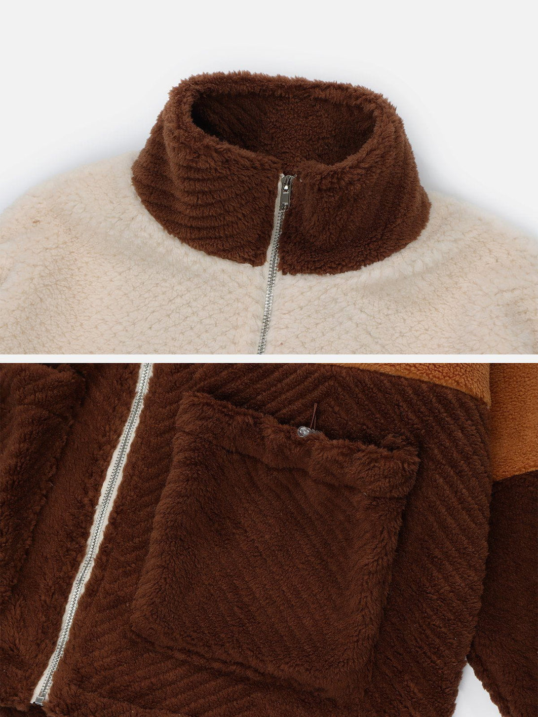 Ellesey - Gradient Panel Sherpa Winter Coat-Streetwear Fashion - ellesey.com