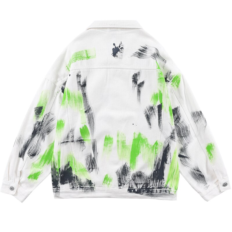 Ellesey - Graffiti Denim White Jacket- Streetwear Fashion - ellesey.com