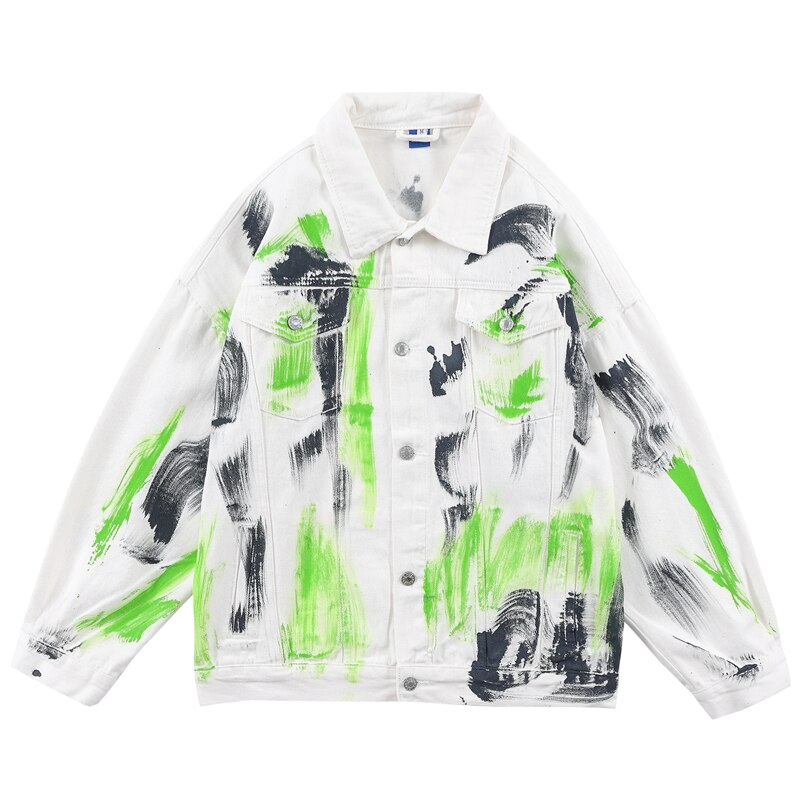 Ellesey - Graffiti Denim White Jacket- Streetwear Fashion - ellesey.com