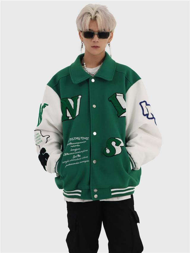 Ellesey - Green NIS Varsity Jacket- Streetwear Fashion - ellesey.com