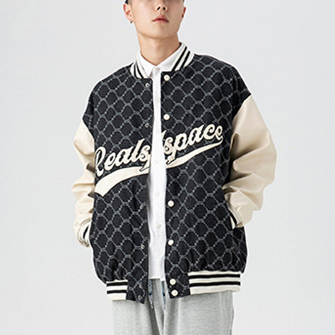 Ellesey - Grid Letter Varsity Jacket- Streetwear Fashion - ellesey.com