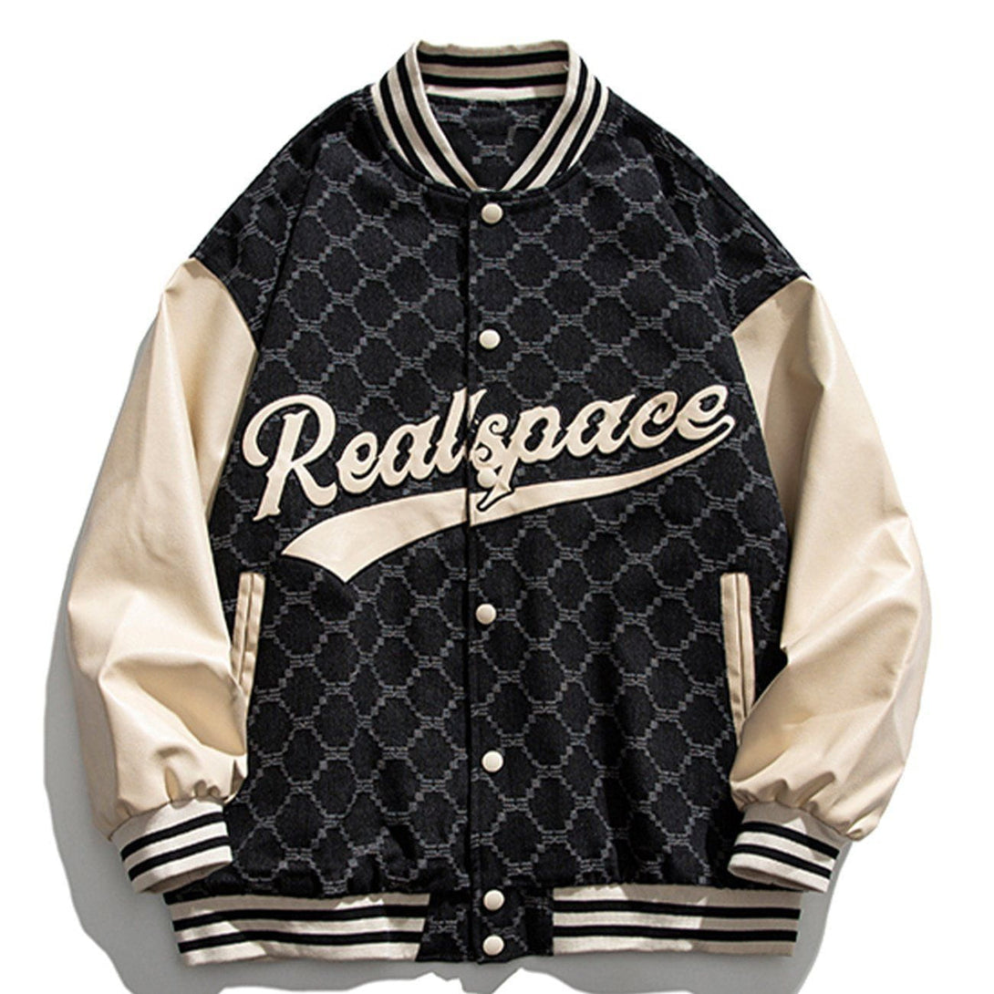 Ellesey - Grid Letter Varsity Jacket- Streetwear Fashion - ellesey.com