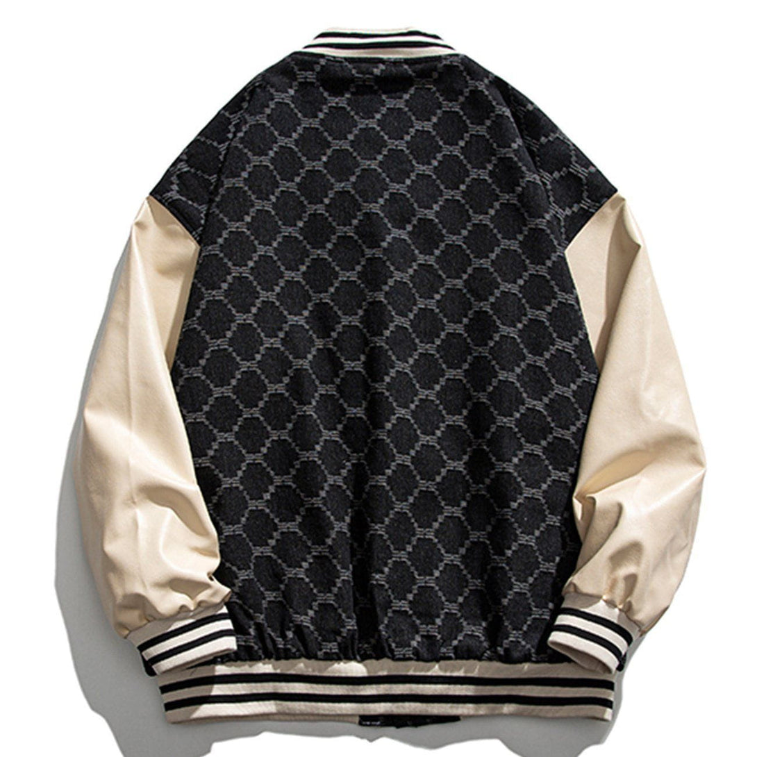 Ellesey - Grid Letter Varsity Jacket- Streetwear Fashion - ellesey.com