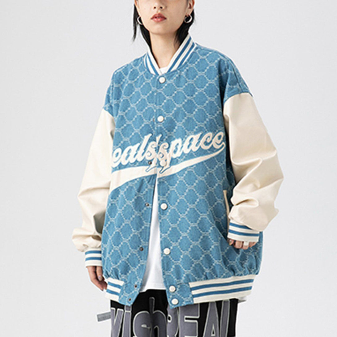 Ellesey - Grid Letter Varsity Jacket- Streetwear Fashion - ellesey.com