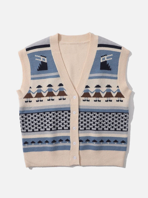 Ellesey - Hand In Hand Pattern Knit Sweater Vest-Streetwear Fashion - ellesey.com