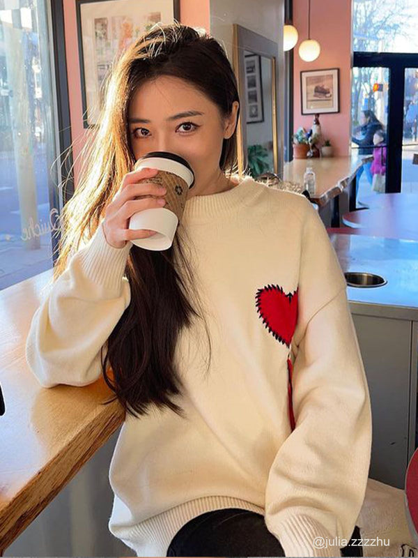 Ellesey - "Heart Choice" Knit Sweater-Streetwear Fashion - ellesey.com