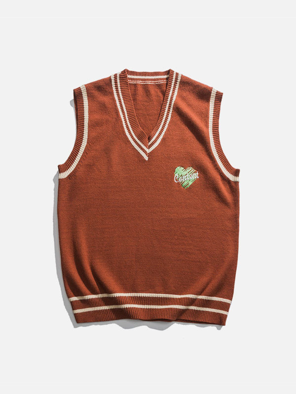 Ellesey - Heart Embroidered Sweater Vest-Streetwear Fashion - ellesey.com