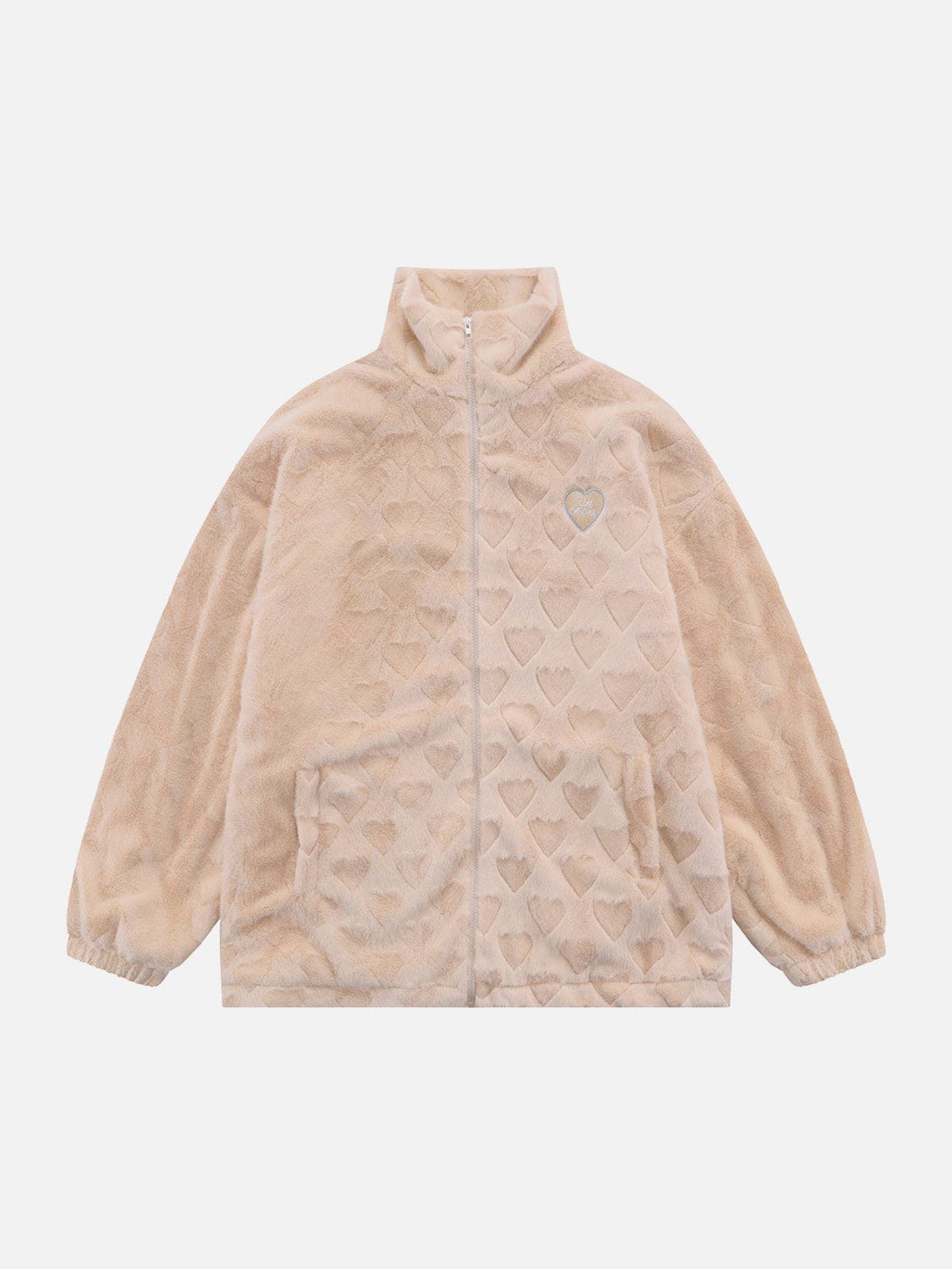 Ellesey - Heart Pattern Plush Winter Coat-Streetwear Fashion - ellesey.com