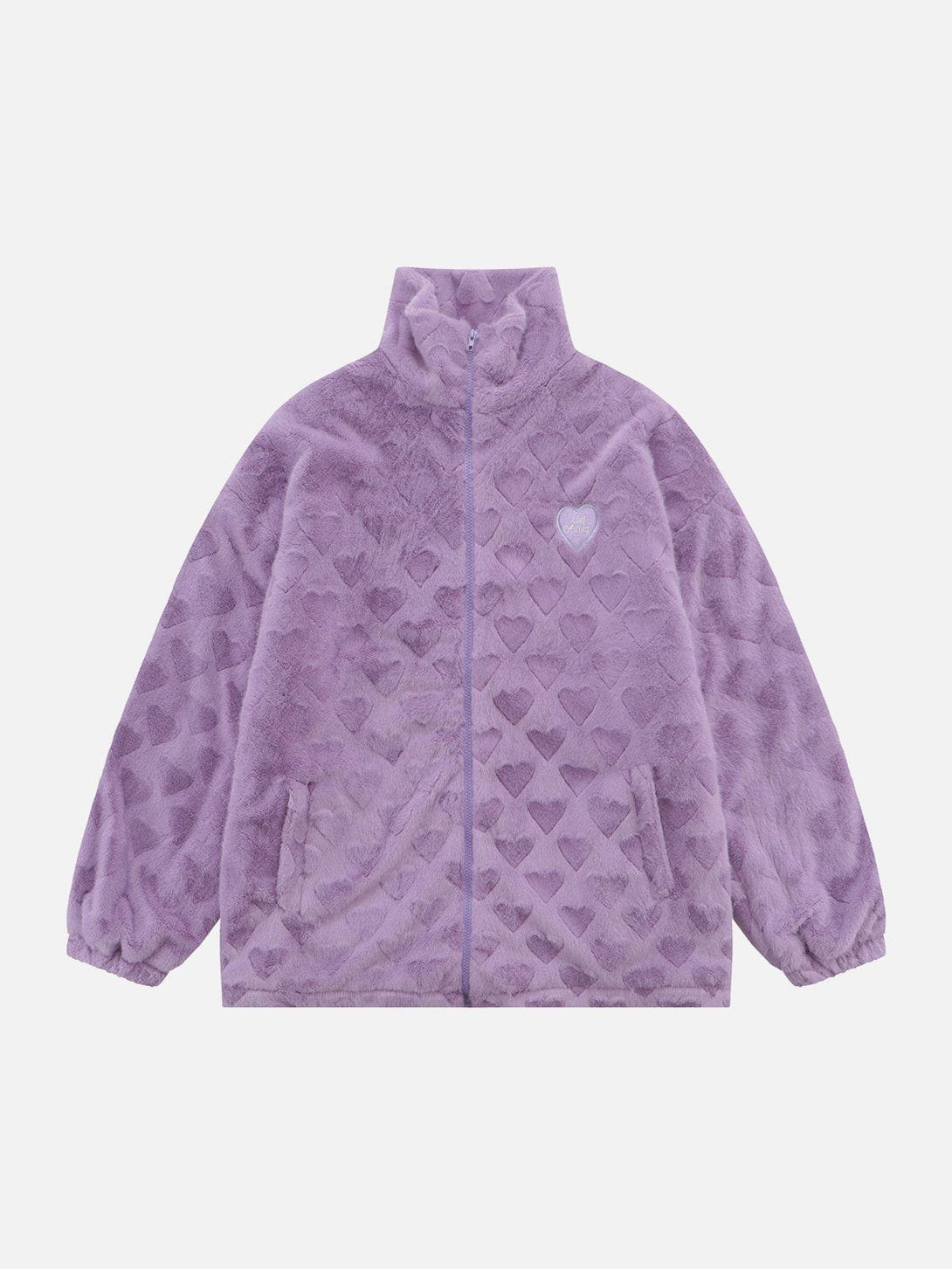 Ellesey - Heart Pattern Plush Winter Coat-Streetwear Fashion - ellesey.com