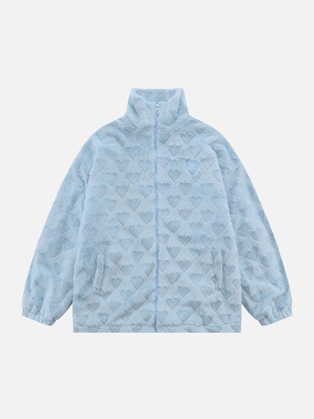 Ellesey - Heart Pattern Plush Winter Coat-Streetwear Fashion - ellesey.com