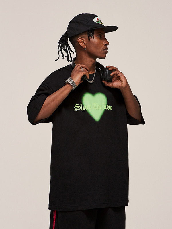 Ellesey - Heart Print Cotton Tee- Streetwear Fashion - ellesey.com