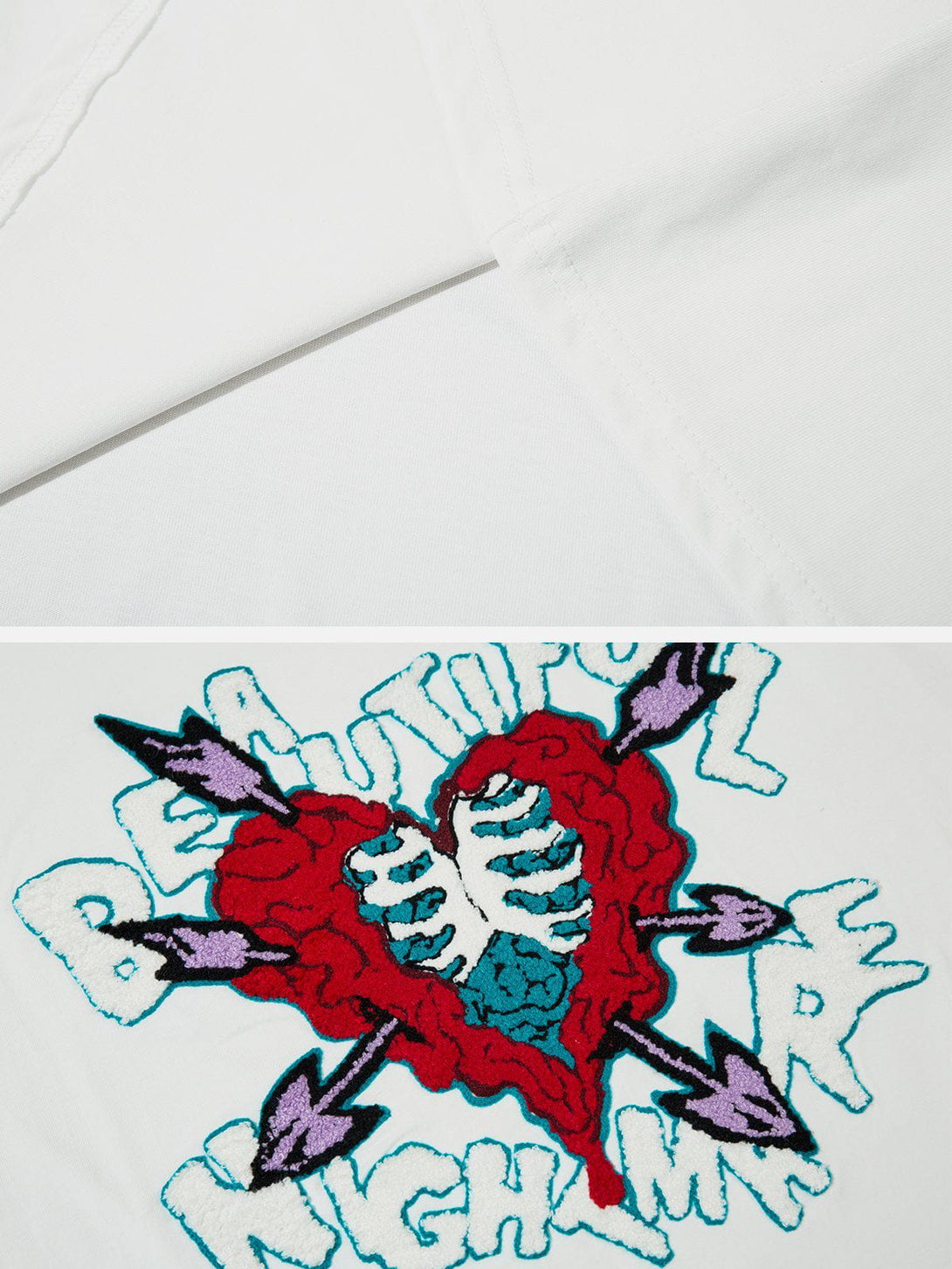 Ellesey - Heart-shaped Embroidery Print Tee- Streetwear Fashion - ellesey.com